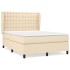 Cama box spring con colchón tela color crema 140x200