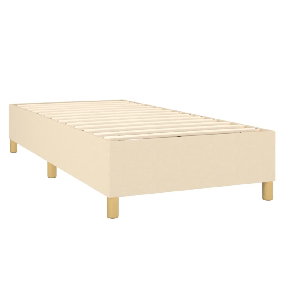 Cama box spring con colchón tela color crema 80x200