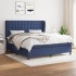 Cama box spring con colchón tela azul 160x200