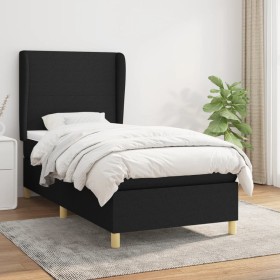 Cama box spring con colchón tela negro 100x200