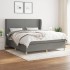 Cama box spring con colchón tela gris oscuro 160x200