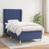 Cama box spring con colchón tela azul 90x190