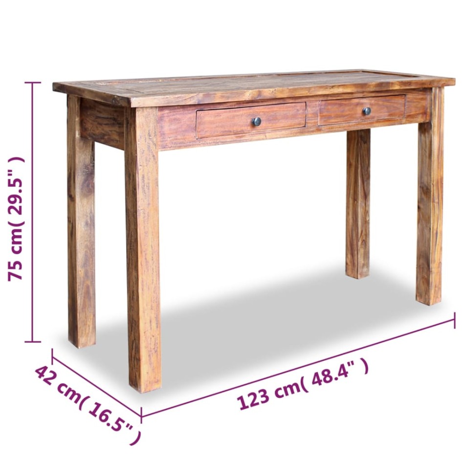 Mesa consola de madera maciza reciclada 123x42x75
