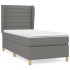 Cama box spring con colchón tela gris oscuro 100x200
