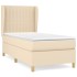 Cama box spring con colchón tela color crema 90x190