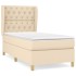 Cama box spring con colchón tela color crema 80x200