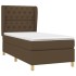 Cama box spring con colchón tela marrón oscuro 80x200