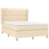 Cama box spring con colchón tela color crema 140x190
