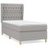 Cama box spring con colchón tela gris claro 100x200