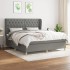 Cama box spring con colchón tela gris oscuro 160x200