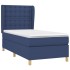 Cama box spring con colchón tela azul 90x190