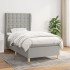 Cama box spring con colchón tela gris claro 90x190