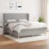 Cama box spring con colchón tela gris claro 160x200
