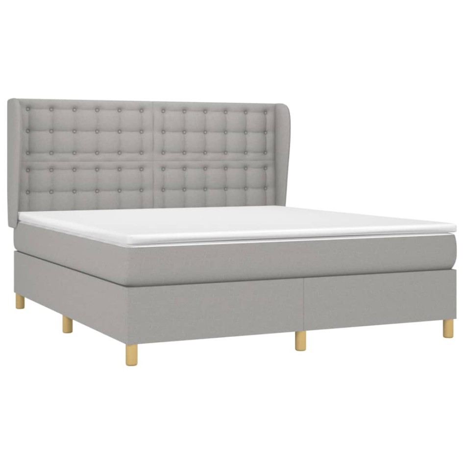 Cama box spring con colchón tela gris claro 160x200