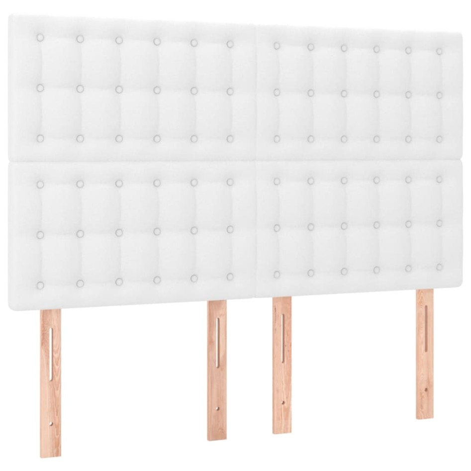 Cama box spring con colchón cuero sintético blanco