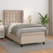 Cama box spring con colchón cuero sintético capuchino 90x190 cm
