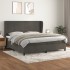 Cama box spring con colchón terciopelo gris oscuro 200x200
