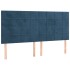 Cama box spring con colchón terciopelo azul oscuro 160x200