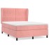 Cama box spring con colchón terciopelo rosa 140x190