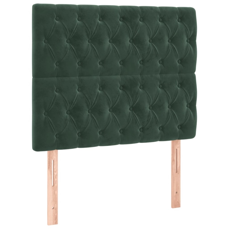 Cama box spring con colchón terciopelo verde oscuro 90x190