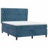 Cama box spring con colchón terciopelo azul oscuro 140x190