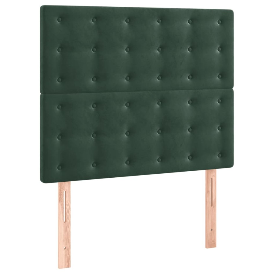 Cama box spring con colchón terciopelo verde oscuro 80x200