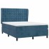 Cama box spring con colchón terciopelo azul oscuro 140x200