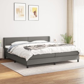 Cama box spring con colchón tela gris oscuro 200x200
