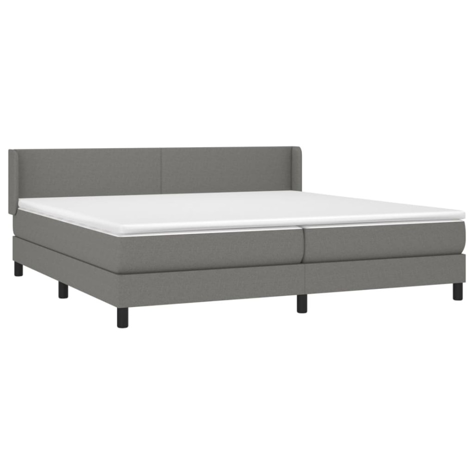 Cama box spring con colchón tela gris oscuro 200x200