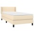 Cama box spring con colchón tela color crema 80x200
