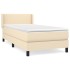 Cama box spring con colchón tela color crema 140x190