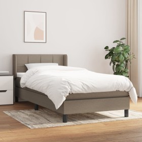 Cama box spring con colchón tela gris taupe 90x190