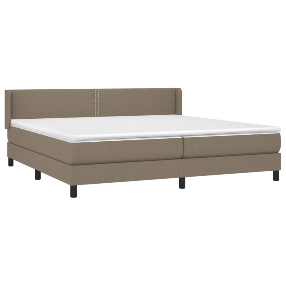 Cama box spring con colchón tela gris taupe 200x200