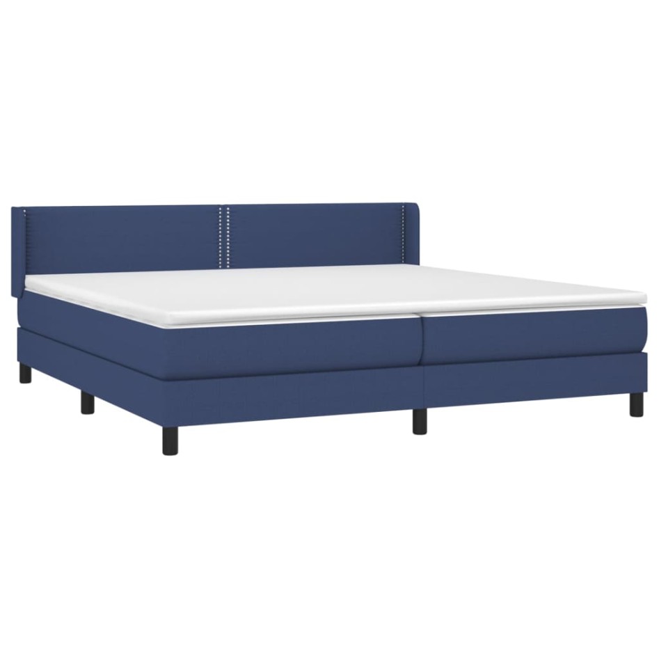 Cama box spring con colchón tela azul 200x200