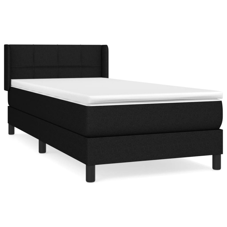 Cama box spring con colchón tela negro 90x190