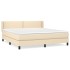 Cama box spring con colchón tela color crema 180x200