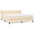 Cama box spring con colchón tela color crema 160x200