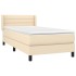 Cama box spring con colchón tela color crema 90x190