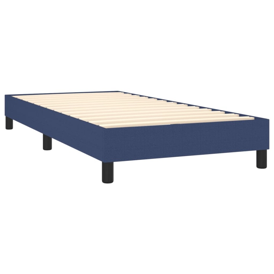 Cama box spring con colchón tela azul 80x200