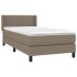 Cama box spring con colchón tela gris taupe 80x200