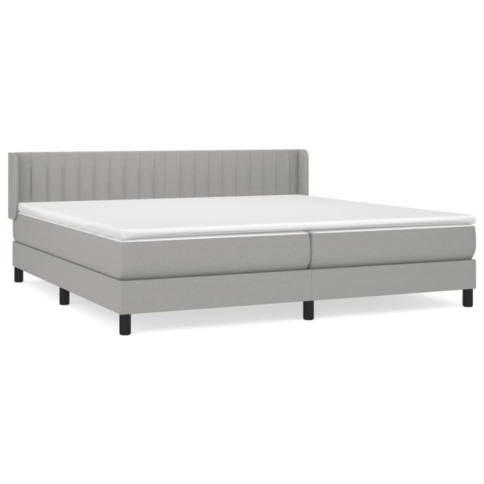 Cama box spring con colchón tela gris claro 200x200
