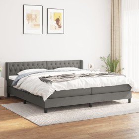 Cama box spring con colchón tela gris oscuro 200x200