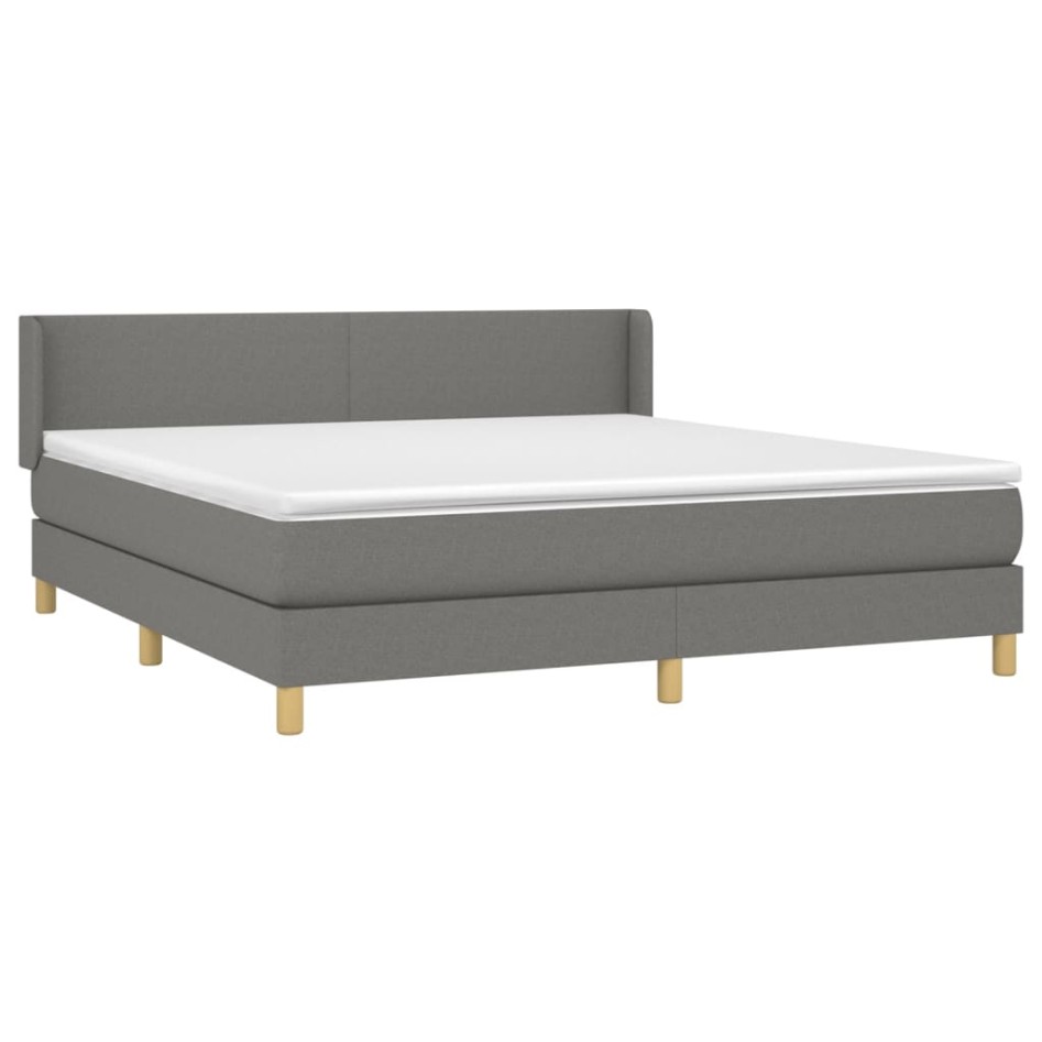 Cama box spring con colchón tela gris oscuro 180x200