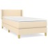 Cama box spring con colchón tela color crema 90x200