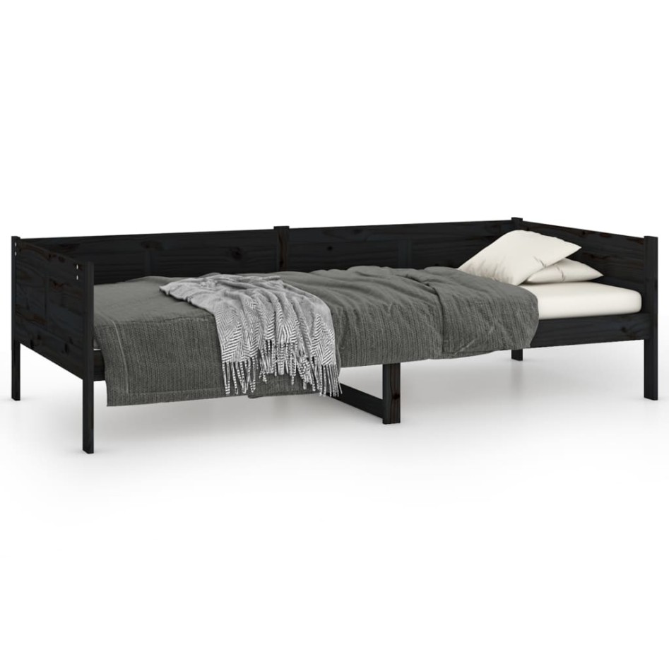 Sofá cama madera maciza de pino negro 90x190