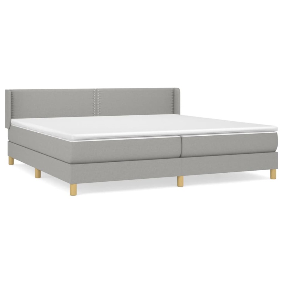 Cama box spring con colchón tela gris claro 200x200
