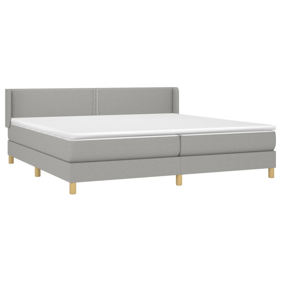 Cama box spring con colchón tela gris claro 200x200