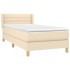 Cama box spring con colchón tela color crema 80x200