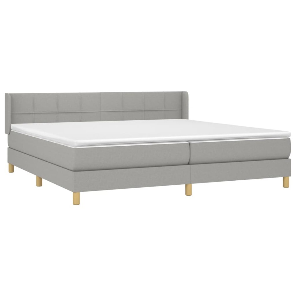Cama box spring con colchón tela gris claro 200x200
