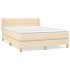 Cama box spring con colchón tela color crema 140x190